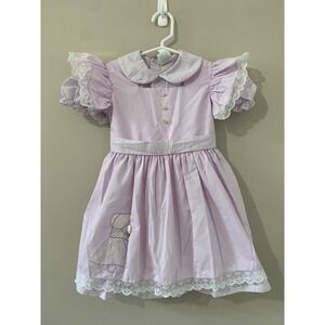 Winnie the Pooh Vintage Girls Size 4 Lavender Layered Pinafore Dress Applique